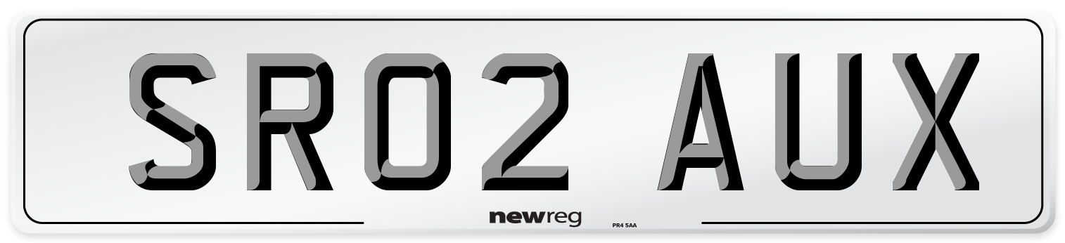 SR02 AUX Number Plate from New Reg